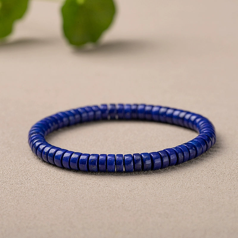 Collector-Grade Natural Lapis Lazuli Straight-Cut Thin Slice Bracelet