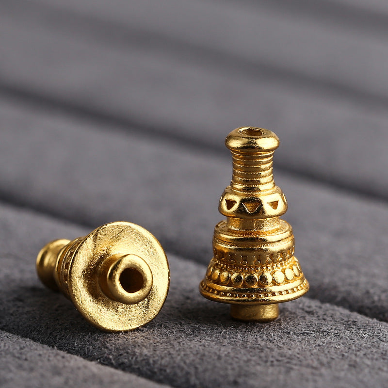 S925 Silver Stupa Silver Gold-plated DIY Handmade Tibetan Jewelry Accessories