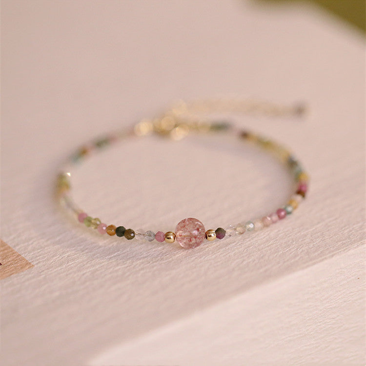 Natural Tourmaline Bracelet Women's Fine Single Ring Bracelet