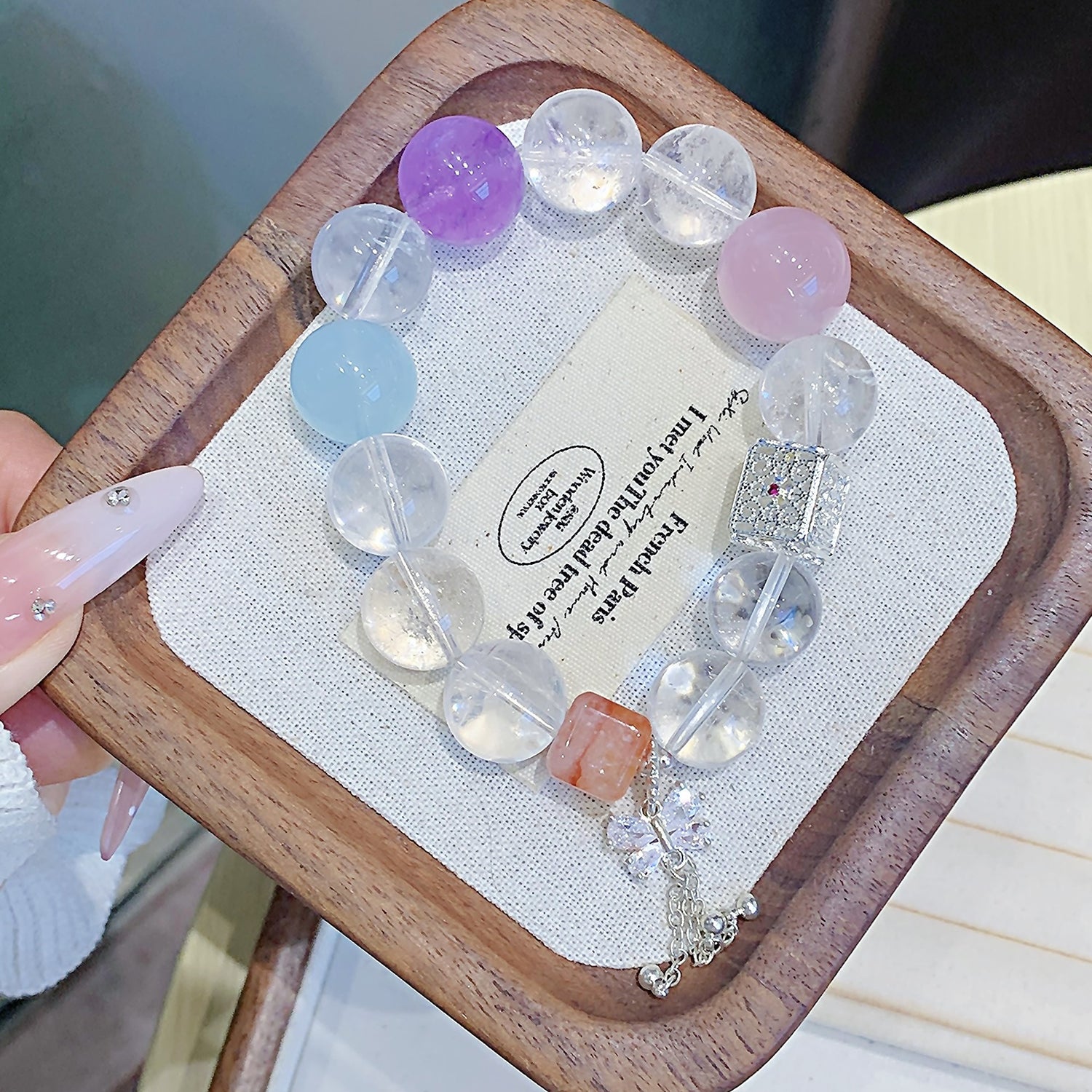 Luxury Natural White Crystal Bracelet – Personalized DIY Beaded Bracelet