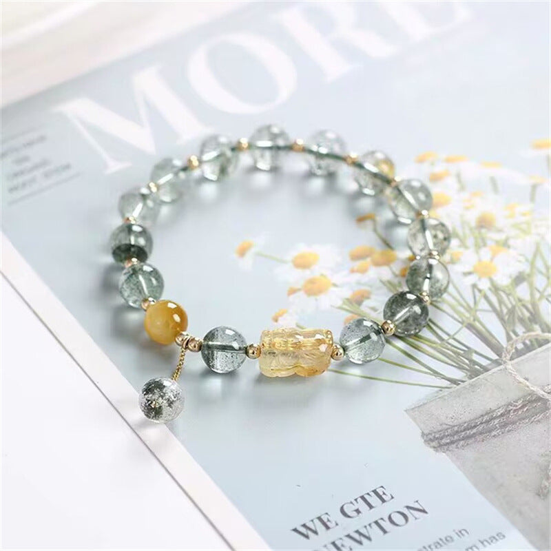 Natural Green Ghost Crystal Pixiu Bracelet