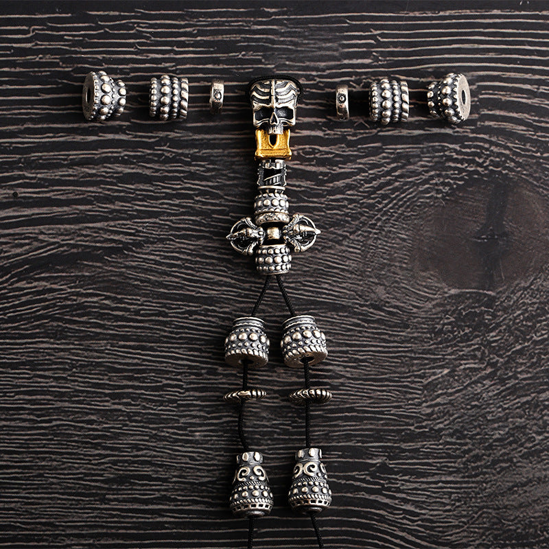 S925 Silver, Finished Tibetan Accessories DIY Skull 108 Bracelet Jewelry Accessories