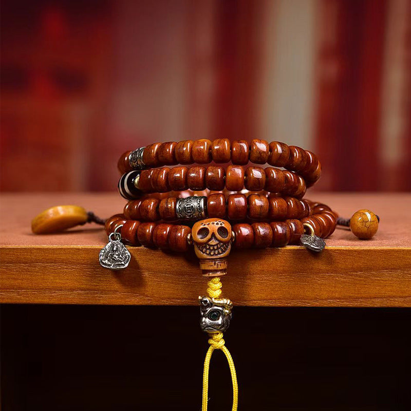 Tibetan Yak Bone 108 Mala Beads with Agate Line Beads and Adai Accessories