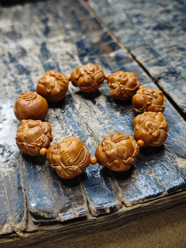 Buddha3bodhi Carved Raw Olive Pits Maitreya Buddha Bead Bracelet