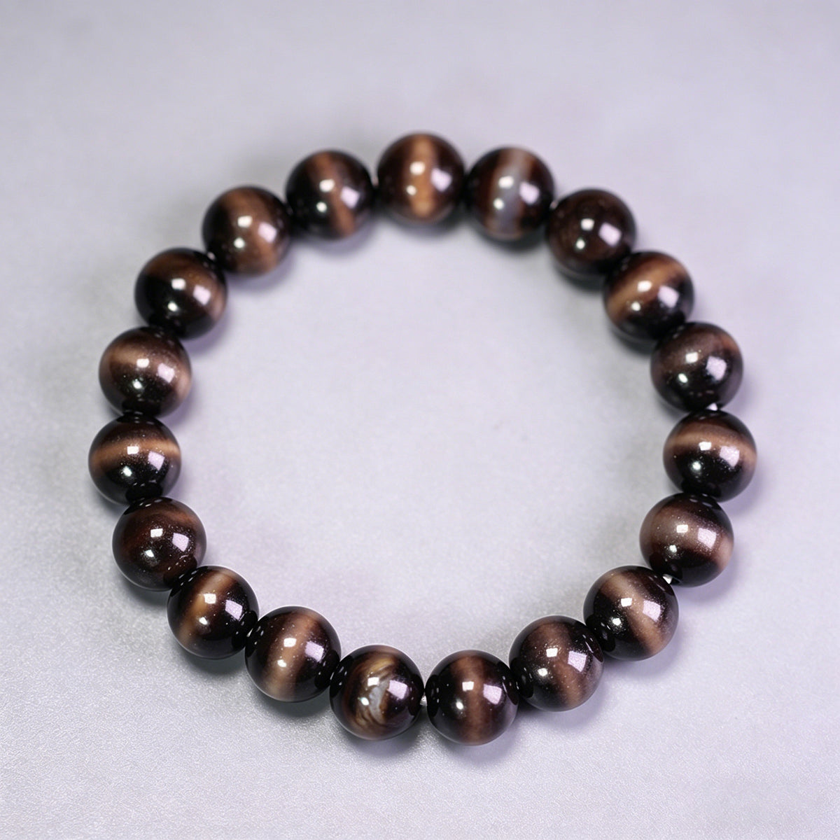 Natural Tibetan Agate One-Line Dzi Bead Bracelet, 10×10mm