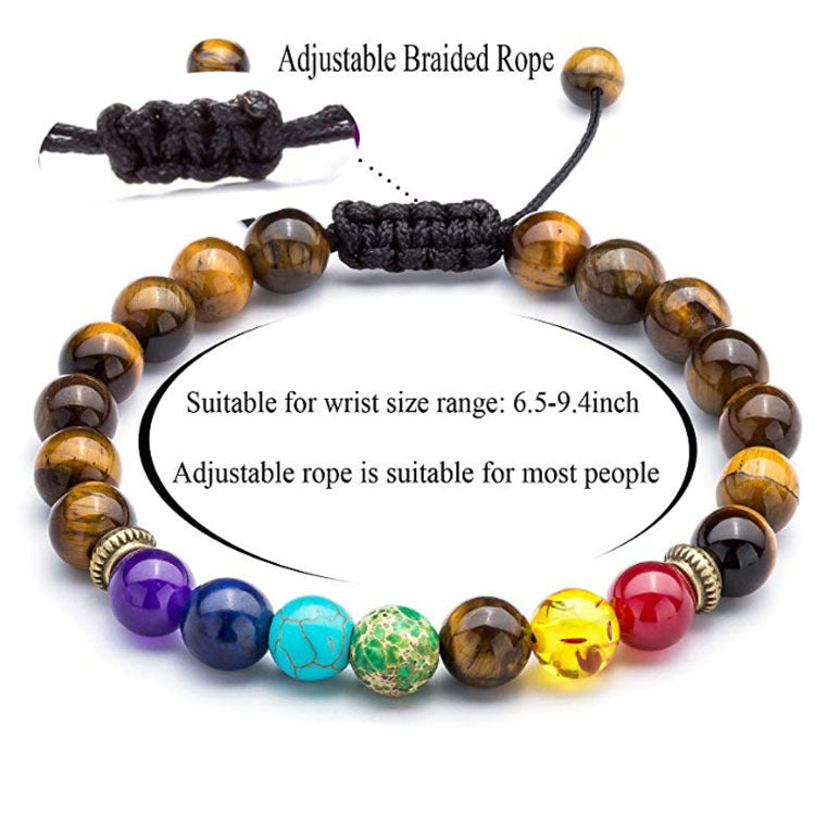 7 Chakra Bracelet Lapis Lazuli Tiger Eye Braided Men Bracelet