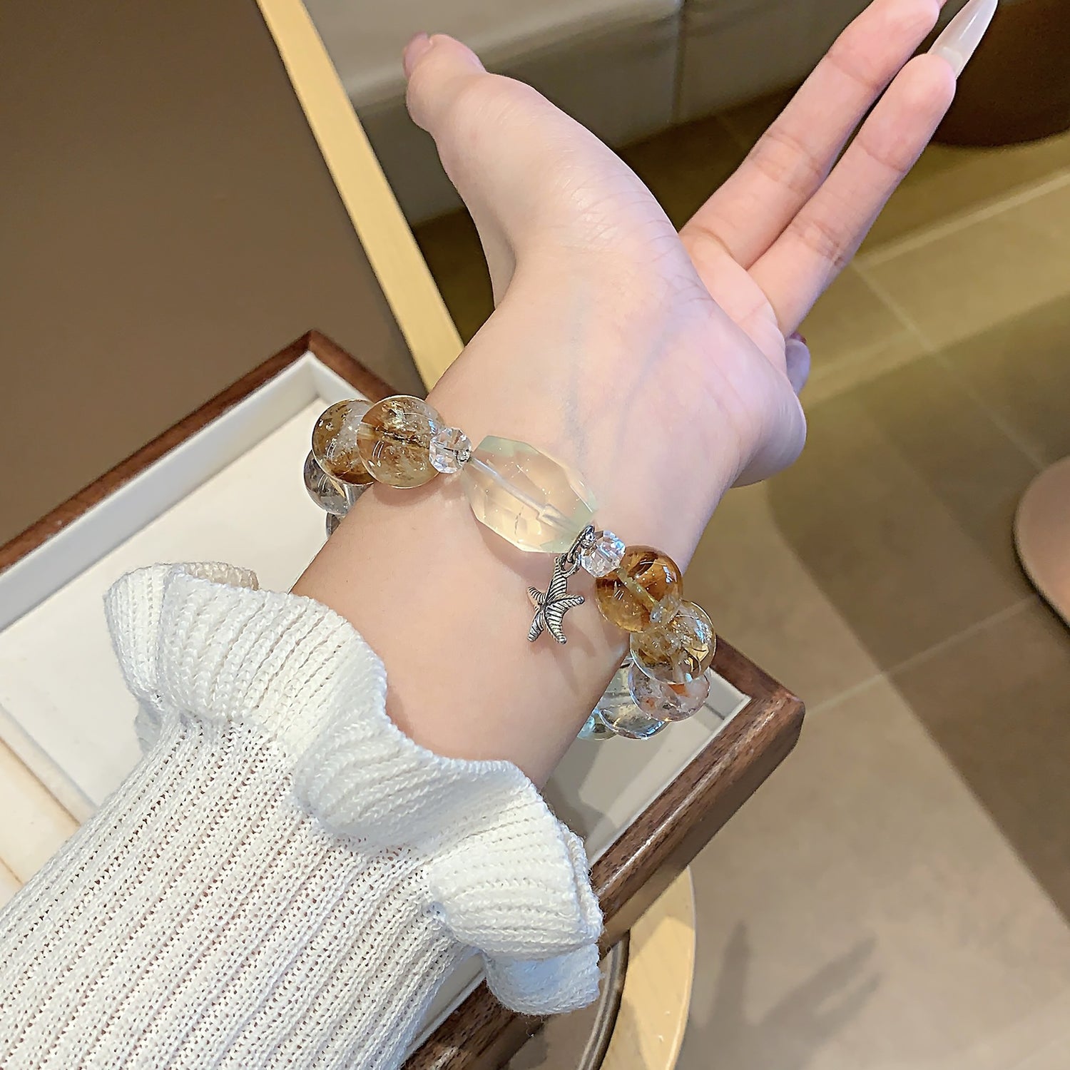 Natural Golden Topaz Quartz Bracelet – DIY Customizable Design