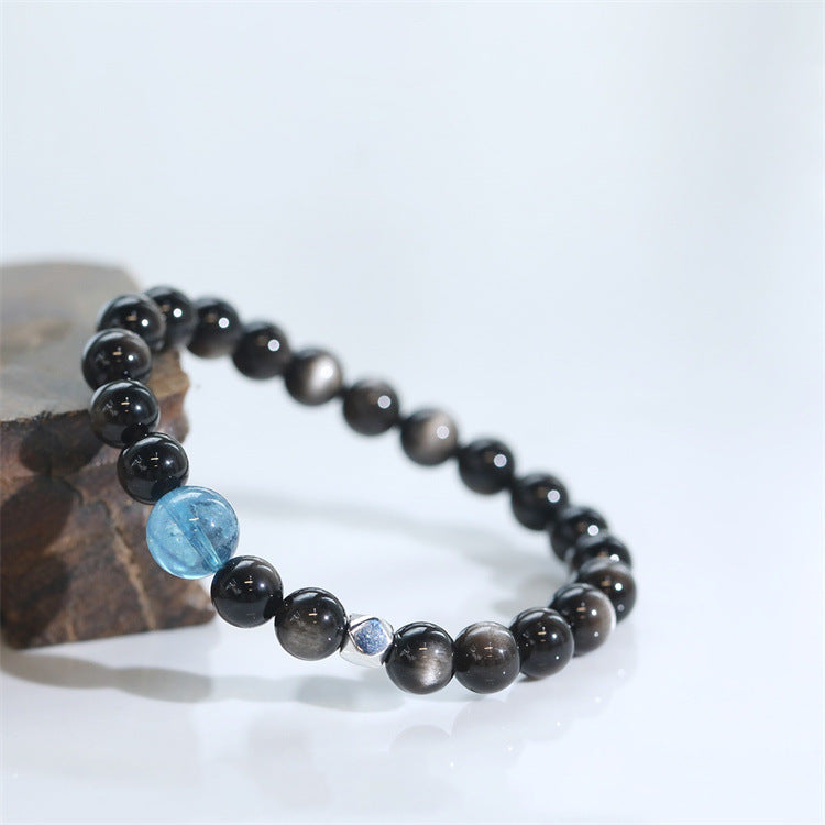 Natural Silver Obsidian DIY Design Simple Bracelet