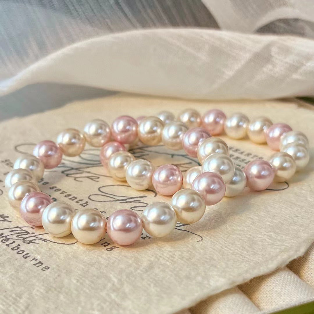 Vintage High Quality Faux Pearl Bracelet Warm Color Maillard Style Imitation Pearl Bracelet