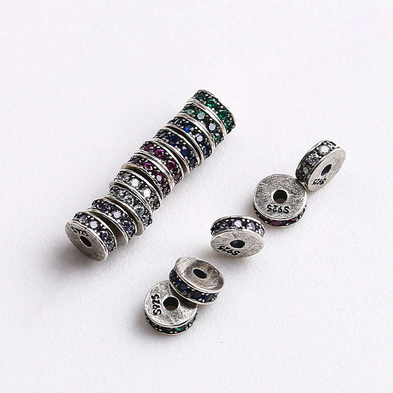 S925 Silver, Inlaid Colored Brick Straight Cut Septum Tibetan Accessories DIY Jewelry Accessories