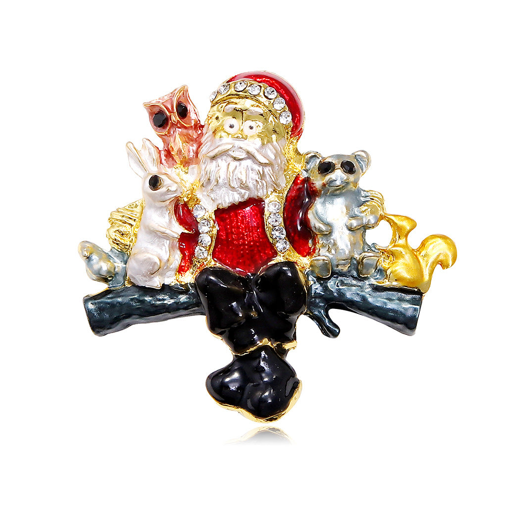 Fashion Colorful Drip Santa and Animal Alloy Brooch