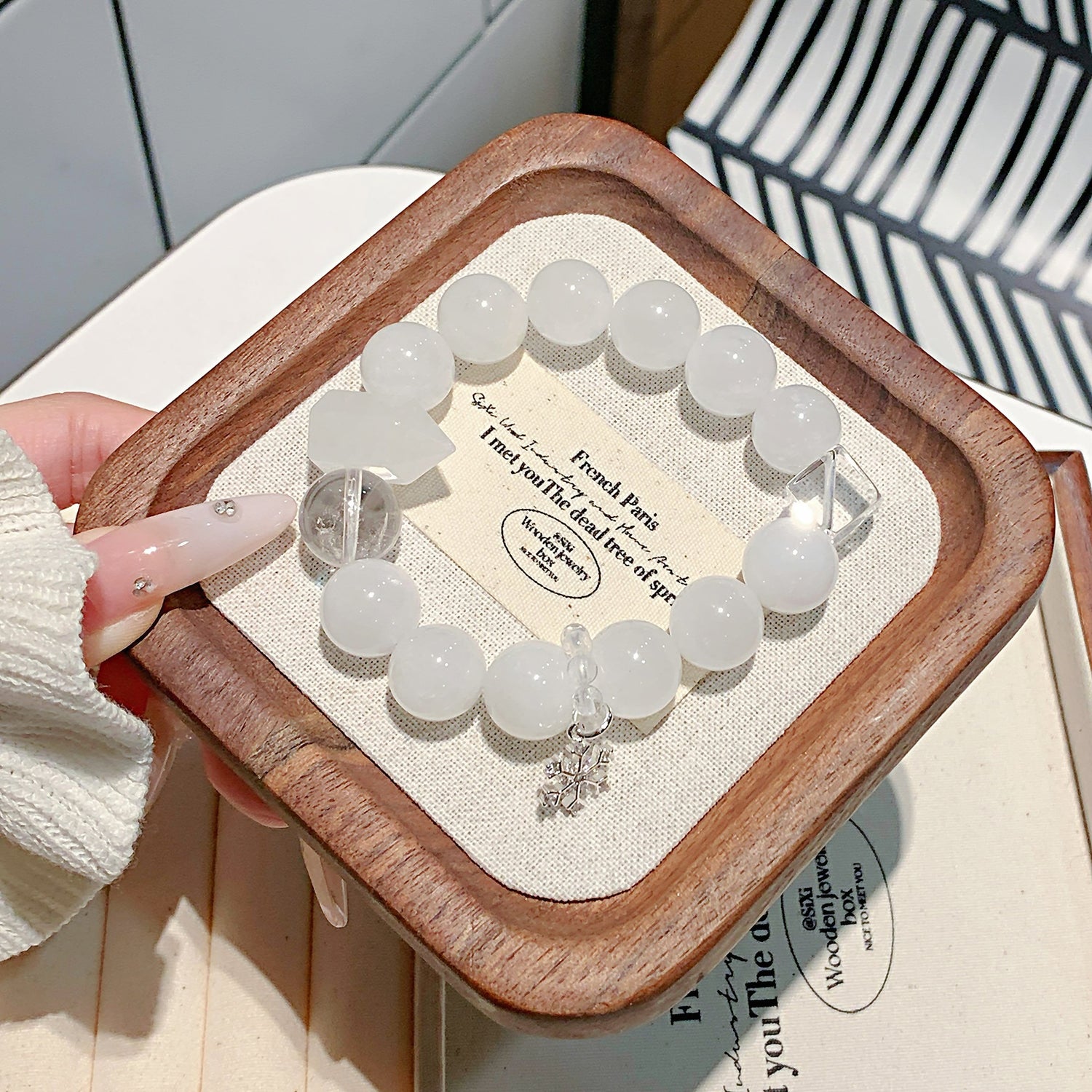 Premium Natural White Phantom Quartz Bracelet – DIY Personalized Custom Design