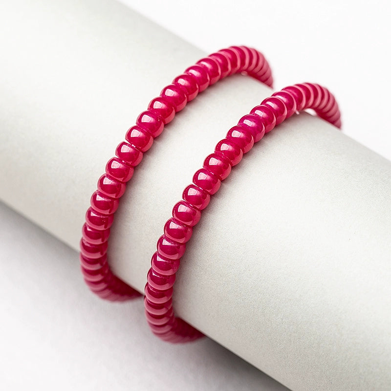 Natural Ruby Straight-Cut Thin Slice Bracelet