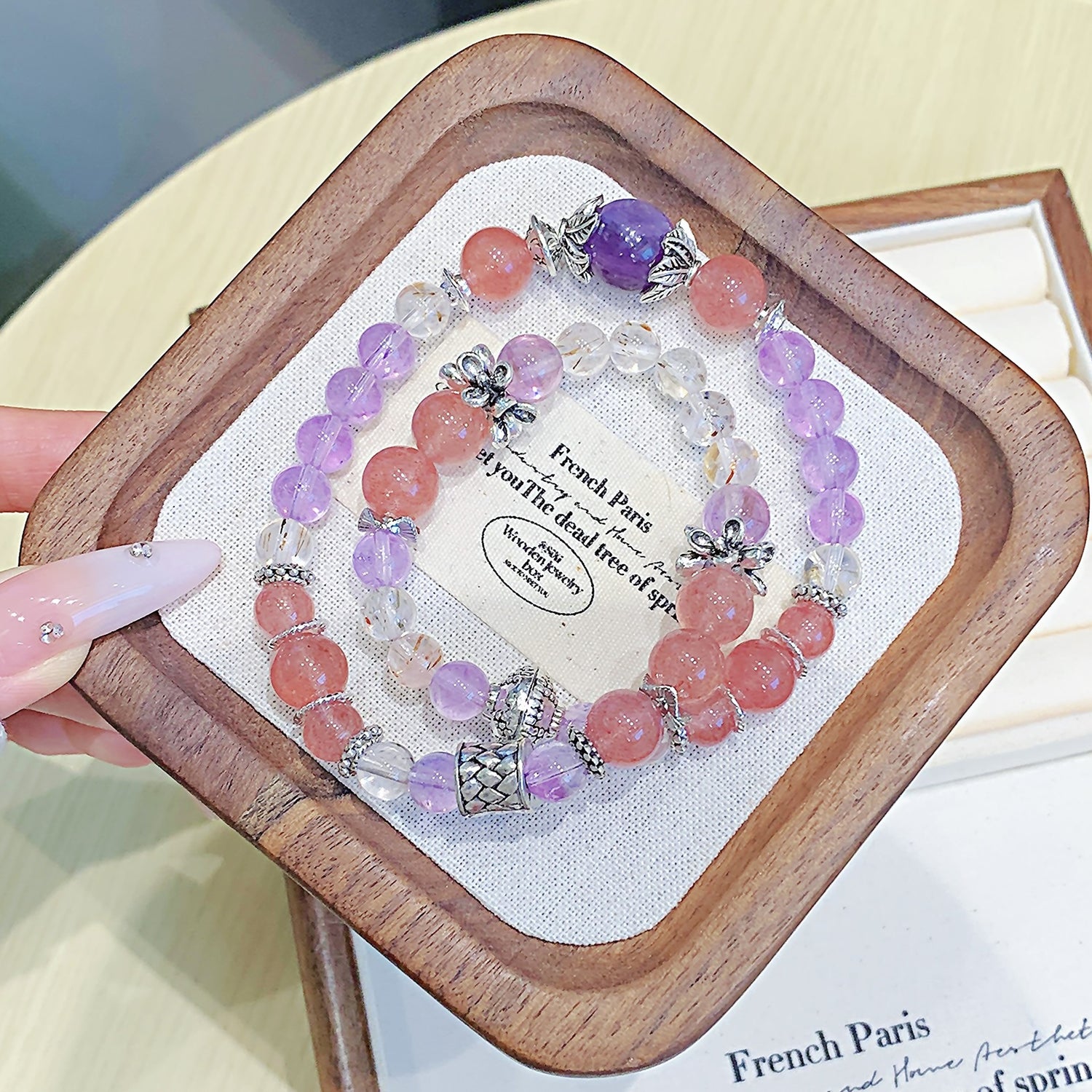 Strawberry Quartz Double Wrap Bracelet – Customizable Natural Crystal Jewelry