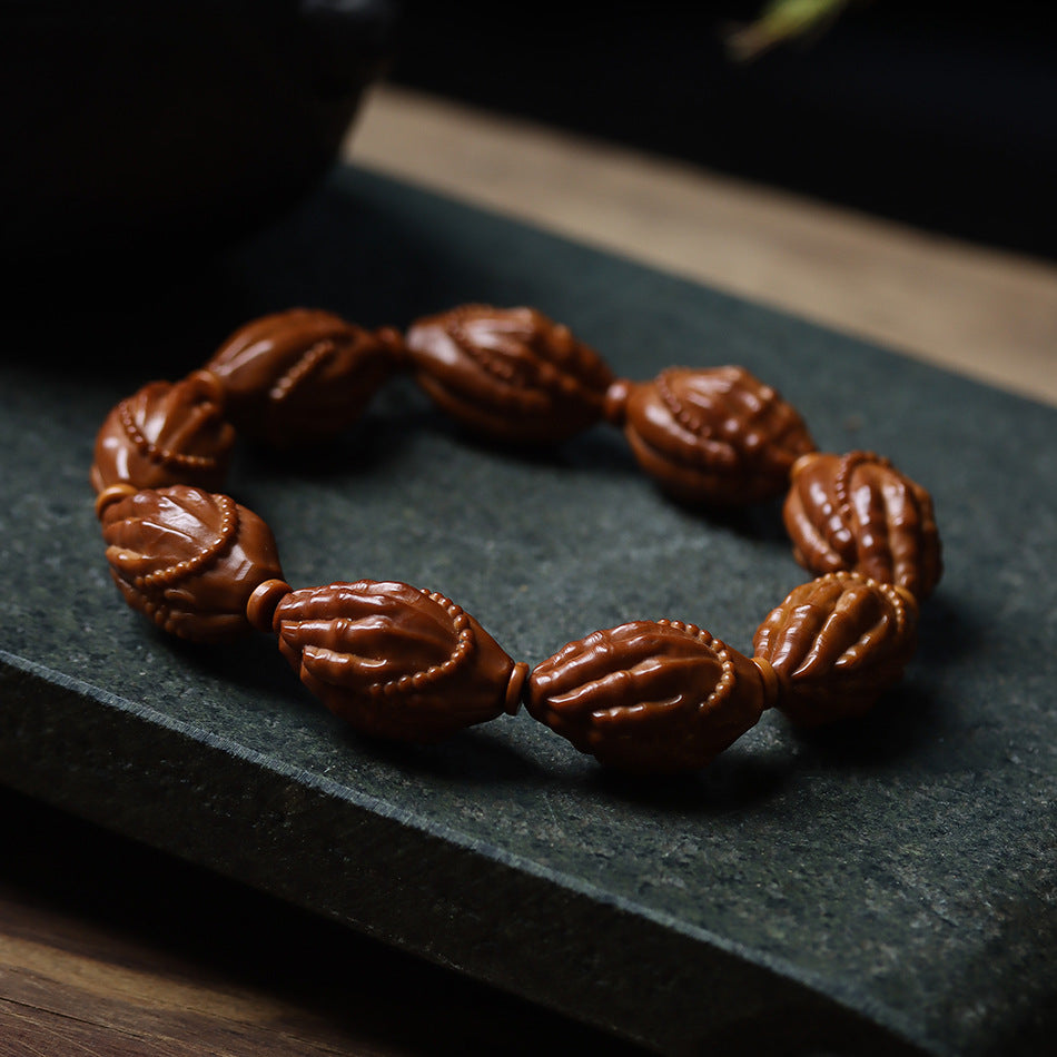 Exquisite Hand-Carved Olive Pit Buddha’s Hand Bracelet – Wenwan Collectible