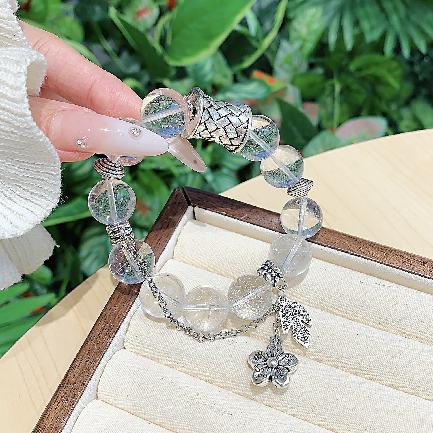 Premium Natural White Crystal Bracelet – DIY Personalized Custom Design