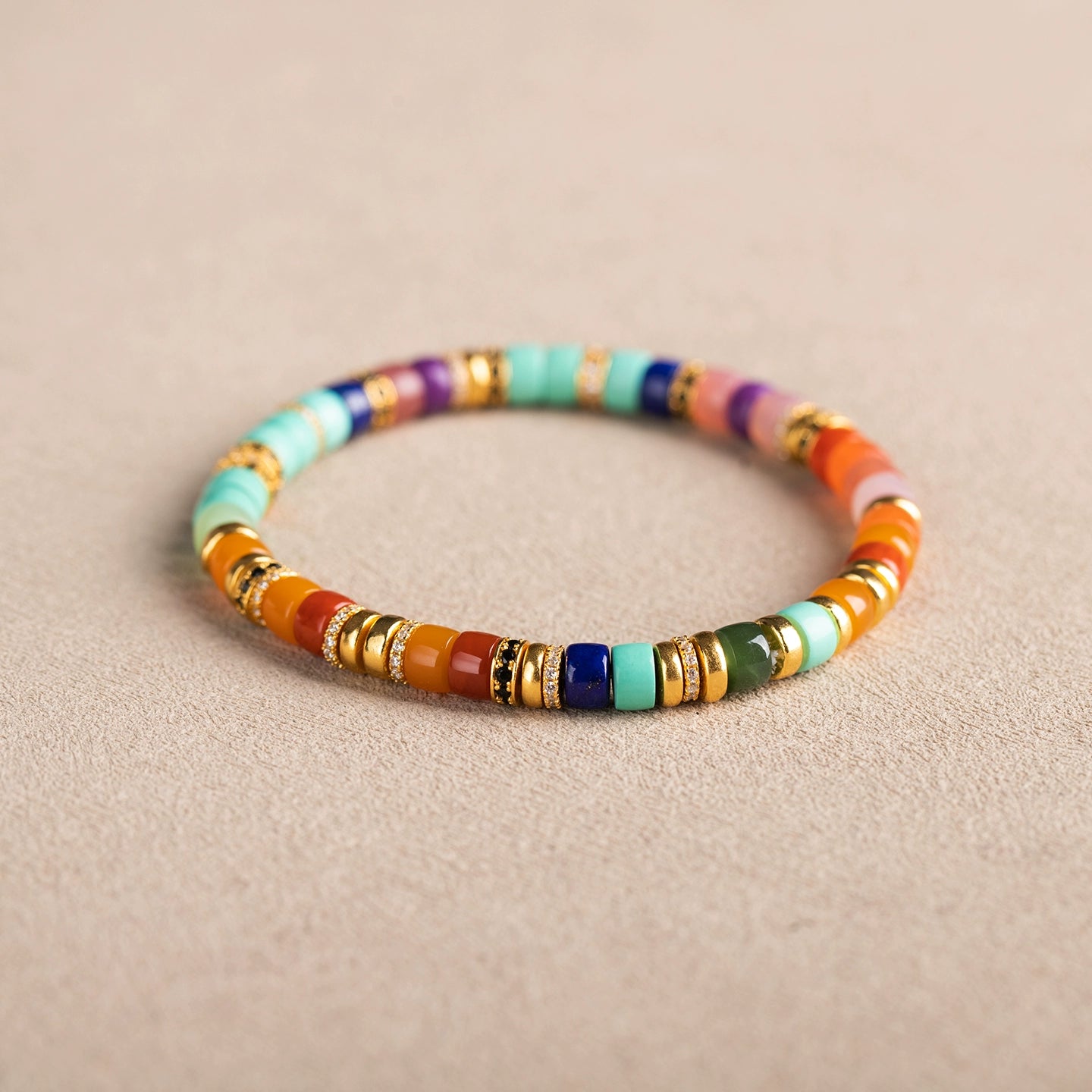 Natural Rainbow Multi-Gemstone Bead Bracelet 🌈