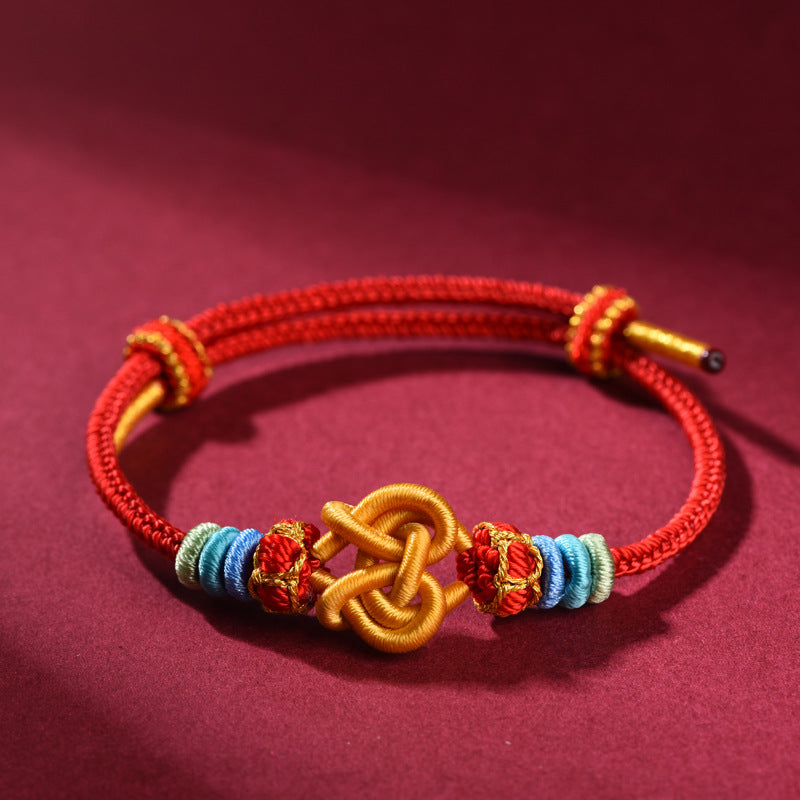 Handmade Red String Couple Bracelet with Lovers’ Knot – Zodiac Year Good-Luck Charm