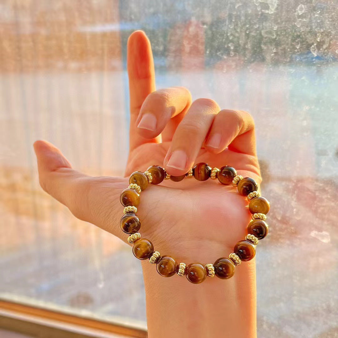 Vintage Maillard Style Natural Tiger's Eye Stone Bracelet