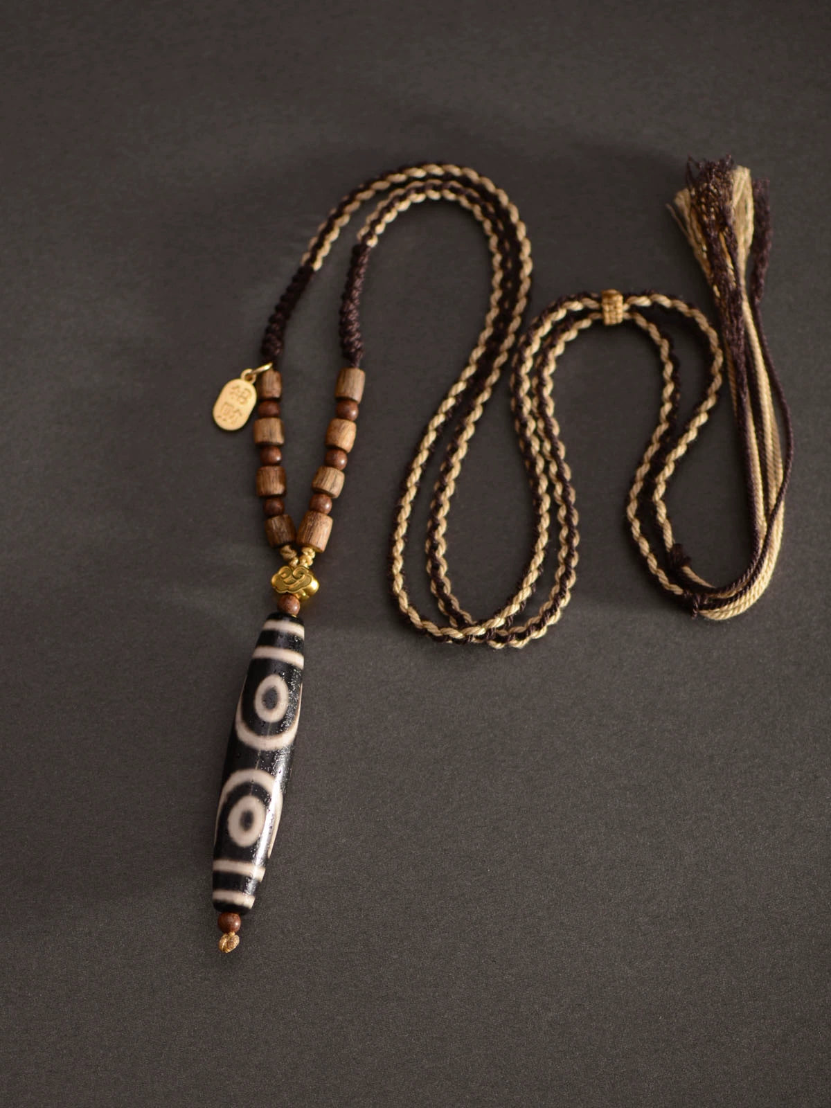 Agarwood Tibetan Dzi Beads Pendant