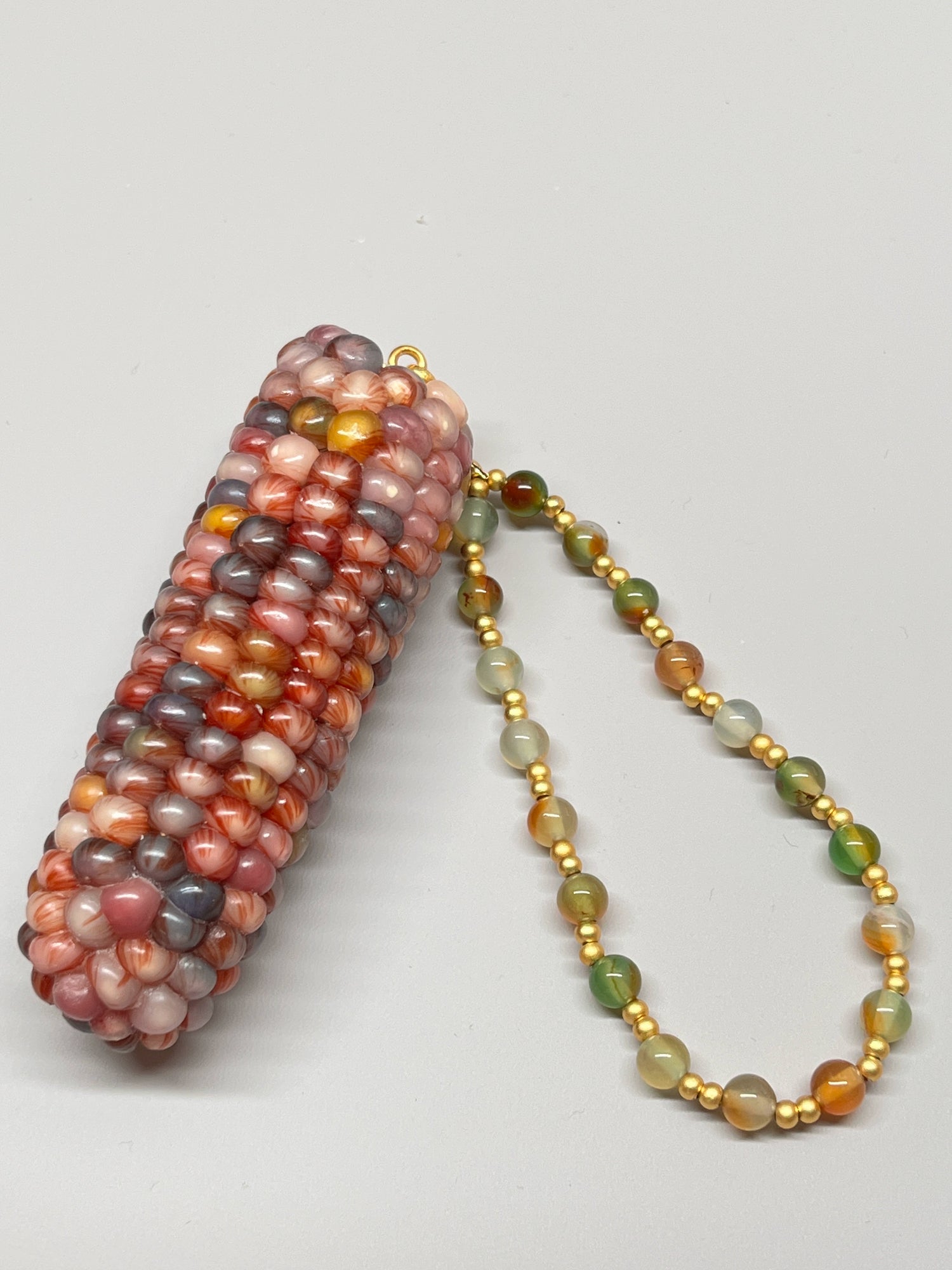 Colorful Gemstone Natural Corn Ornament with Veins