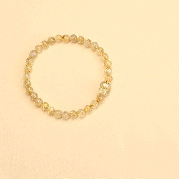 Natural Rutilated Quartz Handmade Beaded Pixiu Bracelet