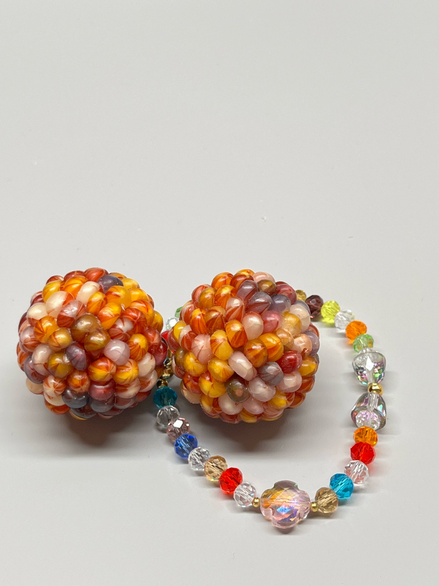 Colorful Gemstone Corn Ornament with Veined Spherical Beads