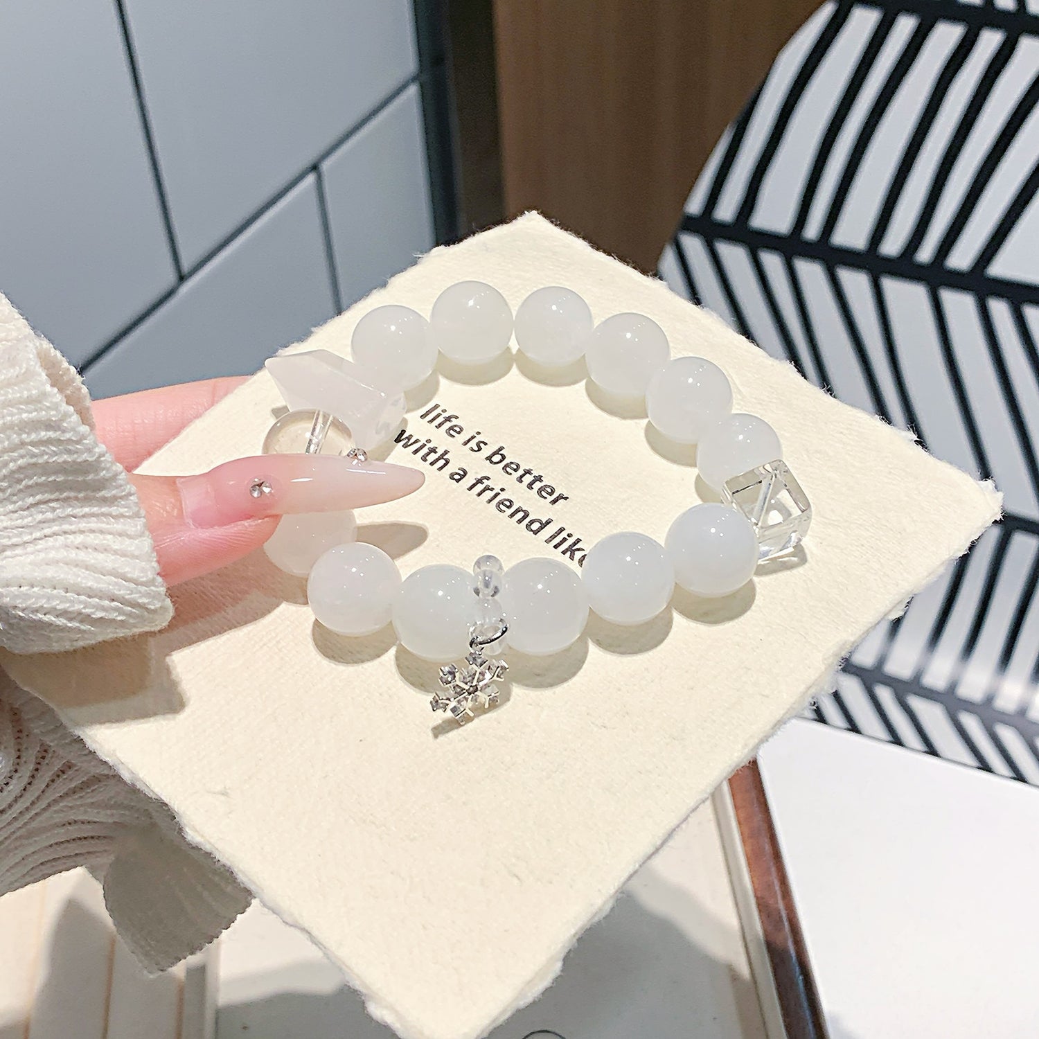 Premium Natural White Phantom Quartz Bracelet – DIY Personalized Custom Design