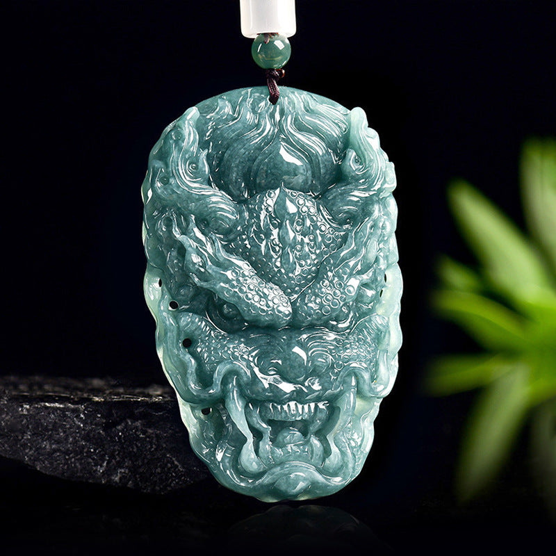 Blue Water Jade Dragon Pendant – A-Grade Jade Talisman for Protection & Authority