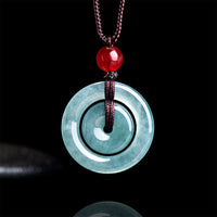 Natural Ice Blue Jadeite Double Peace Coin Pendant – A-Grade Blue Water Jade Feng Shui Talisman