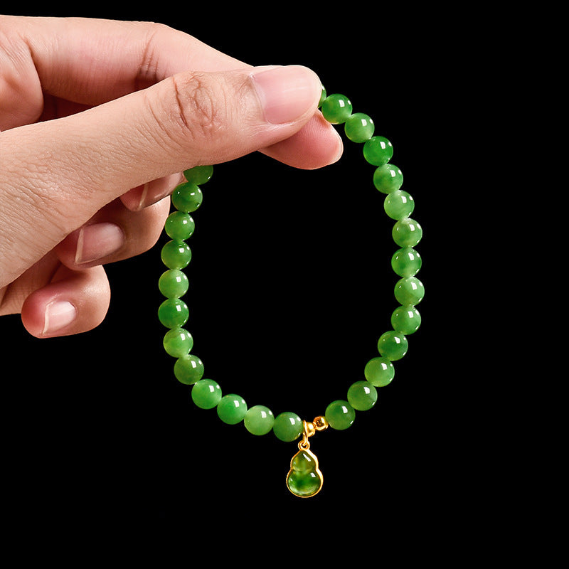 Natural A-Grade Hetian Green Jade Gourd Bracelet – Lucky Charm for Women