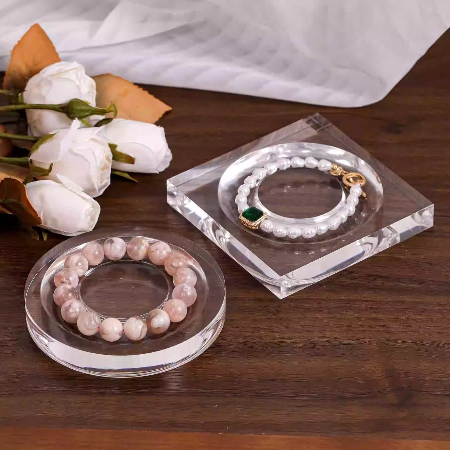 Transparent Acrylic Bead Bracelet Holder Display Tray