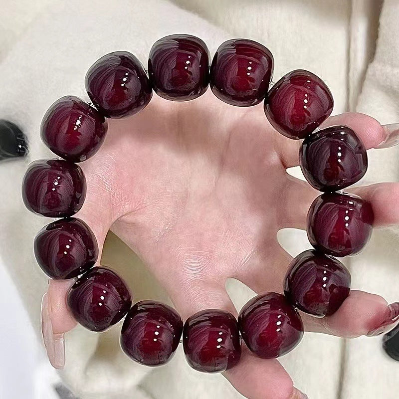 Cherry-colored Large Bodhi Seed Bracelet