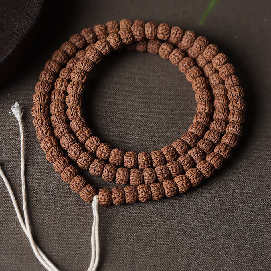 Natural Rudraksha Coiled Dragon Pattern 108 Mala Beads Prayer Beads