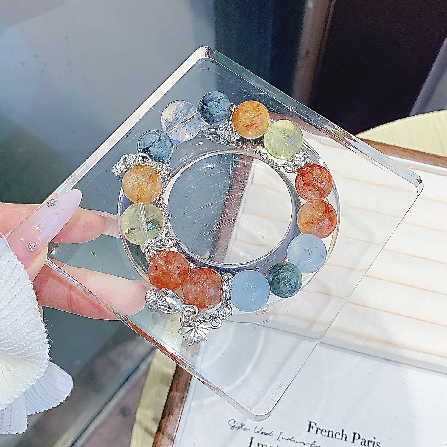 Customizable Natural Hematoid Quartz  Beaded Bracelet – DIY Unique Design