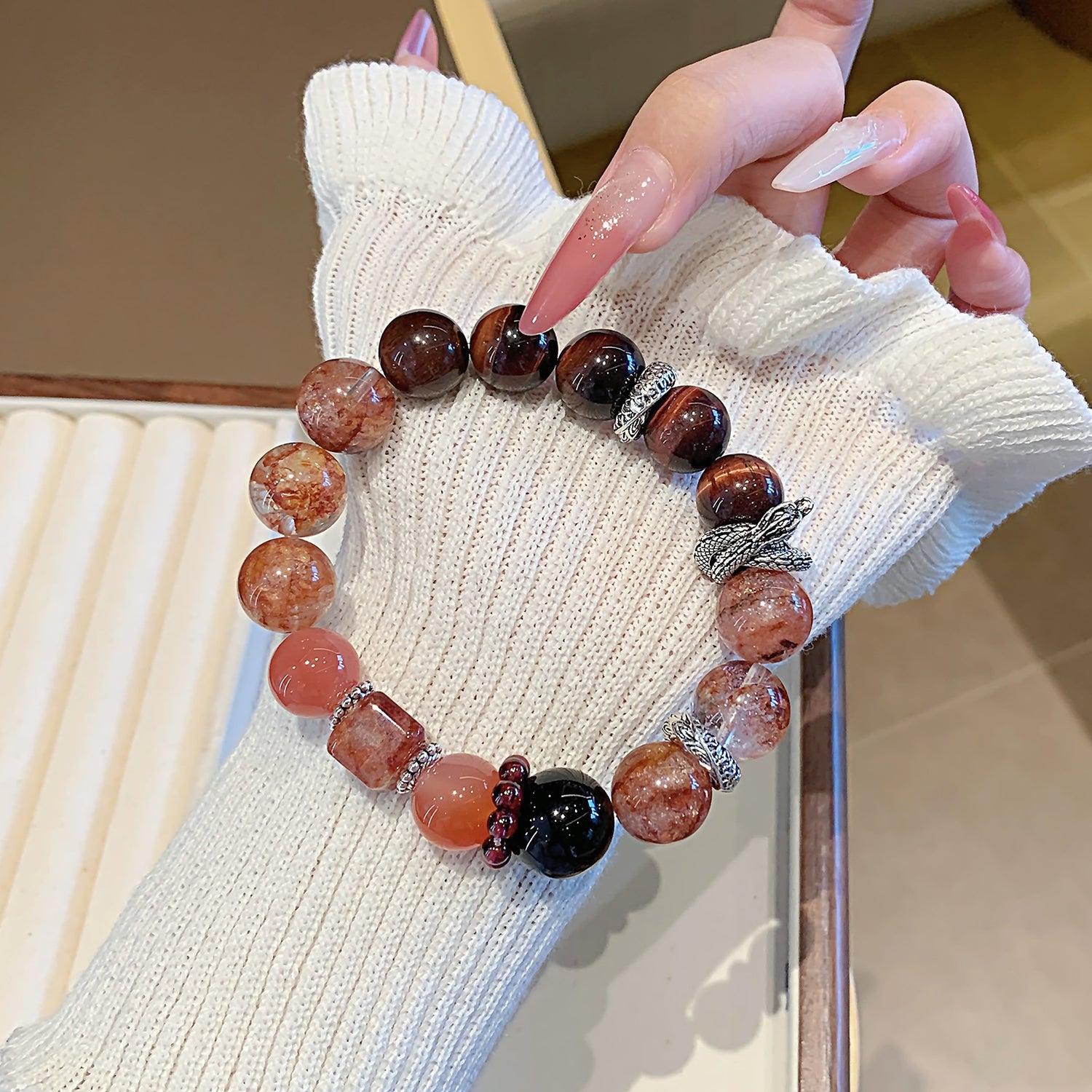 Premium Natural Red Tiger’s Eye Bracelet – DIY Personalized Custom Design