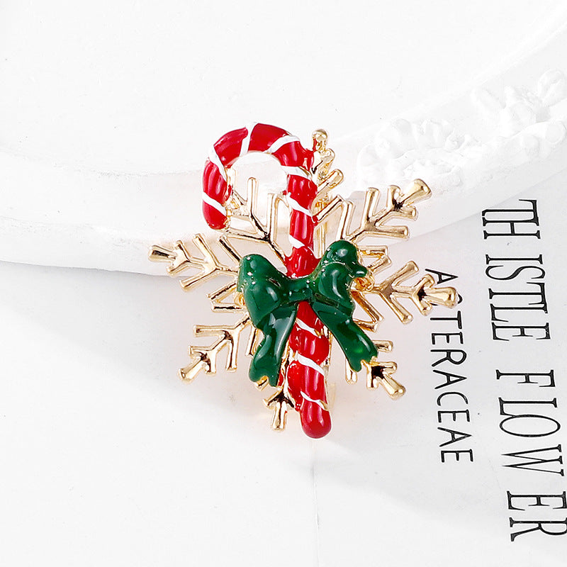 Candy Cane Snowflake Bow Brooch Christmas Accessory