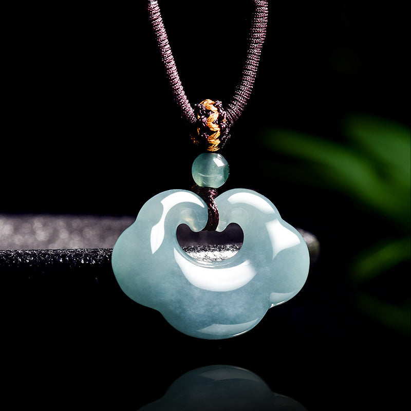 Natural Ice Blue Jadeite Ruyi Pendant – Genuine A-Grade Blue Water Jade for Protection, Blessings & Good Fortune
