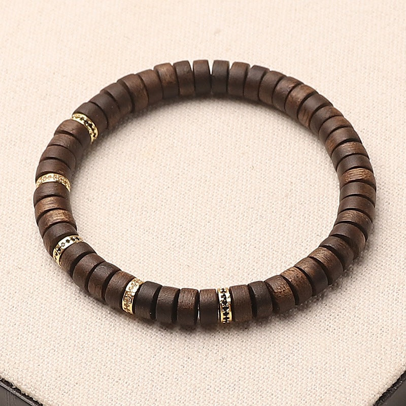 Natural Qi Nan Agarwood Thin Slice Bracelet Unisex Beaded Bracelet