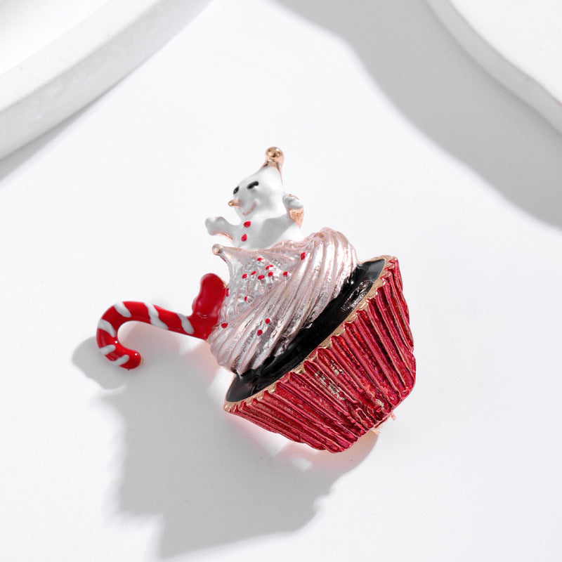 Christmas Brooch Premium Ice Cream Snowman Pin Festive Holiday Accessory