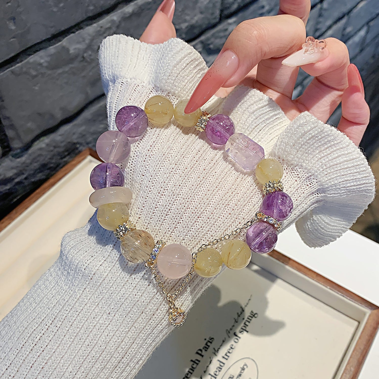 Natural Multi-Gemstone Amethyst Bracelet – DIY Customizable Design