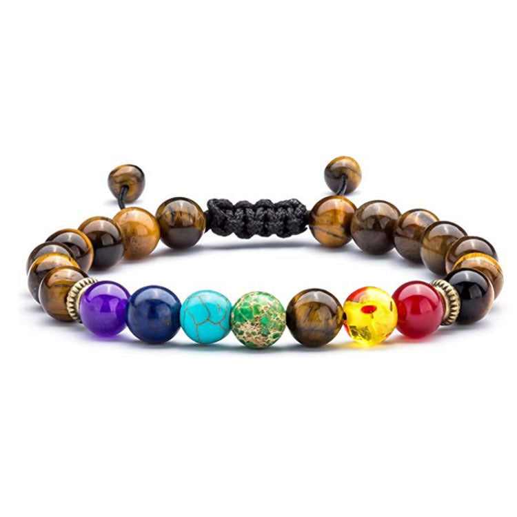 7 Chakra Bracelet Lapis Lazuli Tiger Eye Braided Men Bracelet