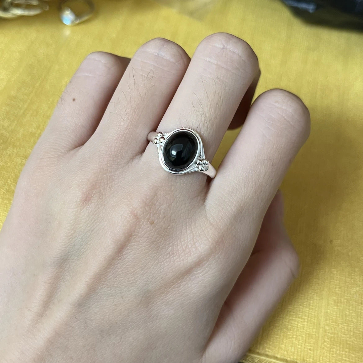 Adjustable Vintage S925 Sterling Silver Gemstone Ring