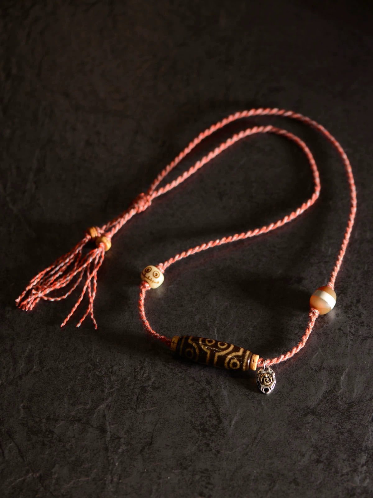 Handmade Rope Tibetan Dzi Bead Pendant