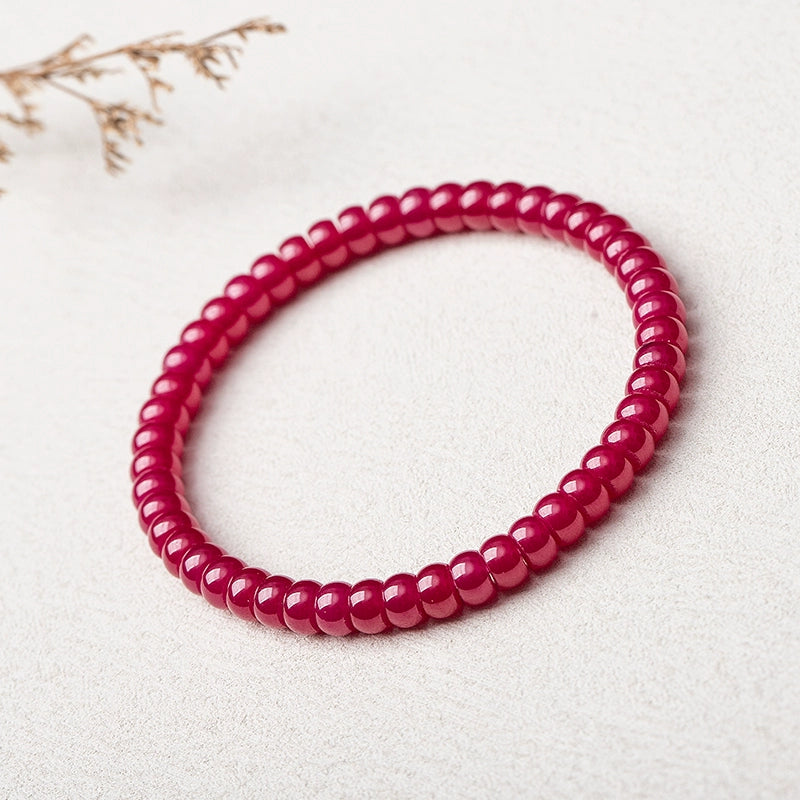Natural Ruby Straight-Cut Thin Slice Bracelet