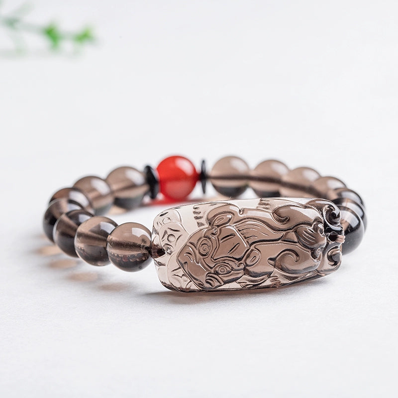 Natural Iced Obsidian Pixiu Wealth and Protection Bracelet