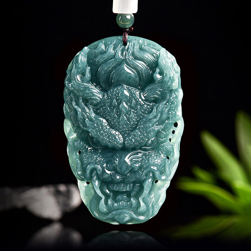 Blue Water Jade Dragon Pendant – A-Grade Jade Talisman for Protection & Authority