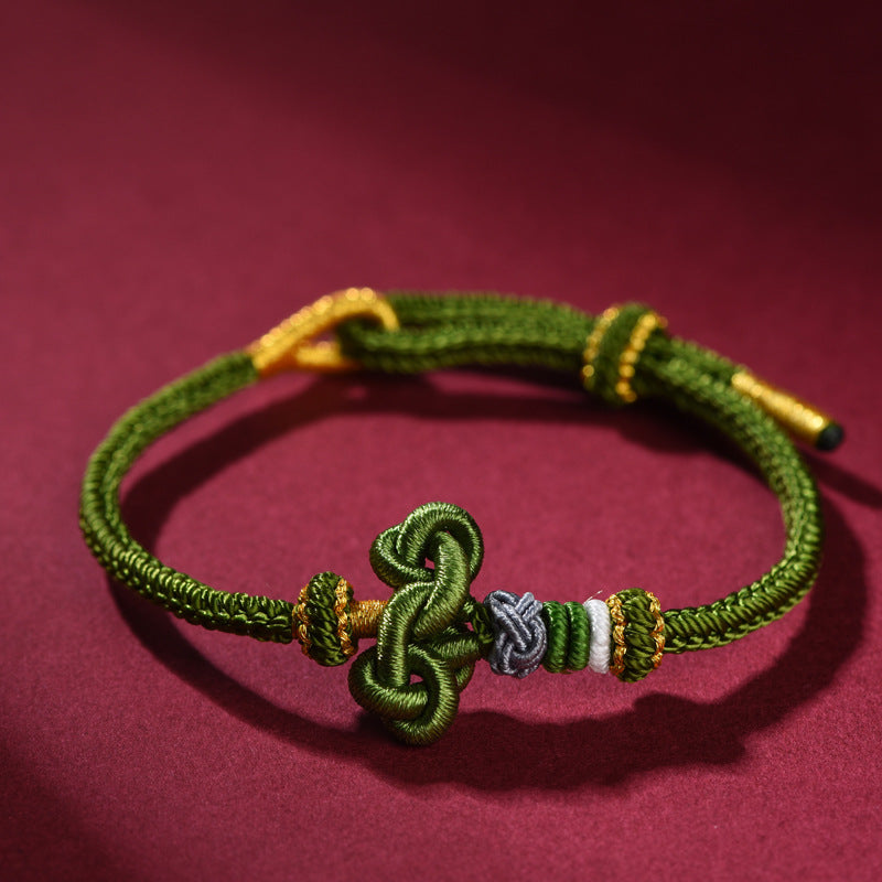 Handmade Red String Bracelet with Double Heart Peach Blossom Knot – Yearly Good Luck Charm