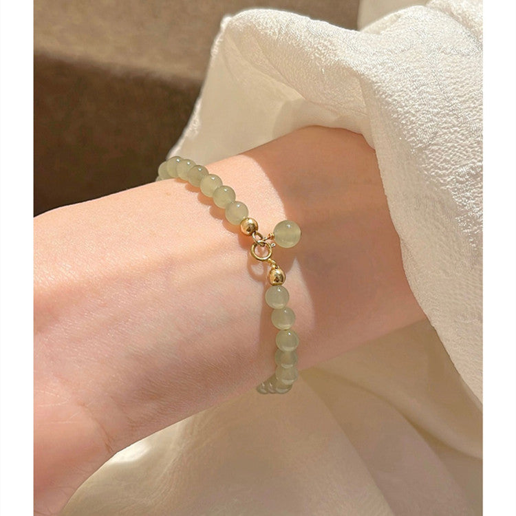 Natural Hetian Jade Bead Bracelet