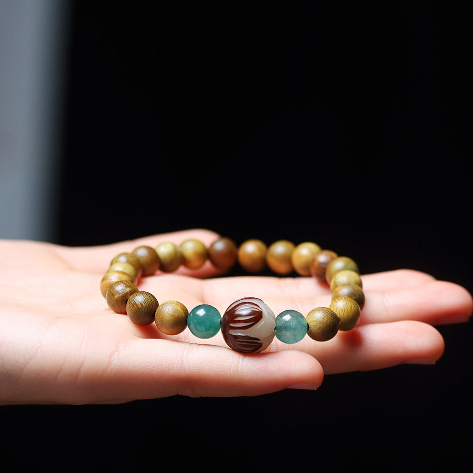 Argentine Old-Growth Green Sandalwood 8mm Buddhist Prayer Beads Bracelet